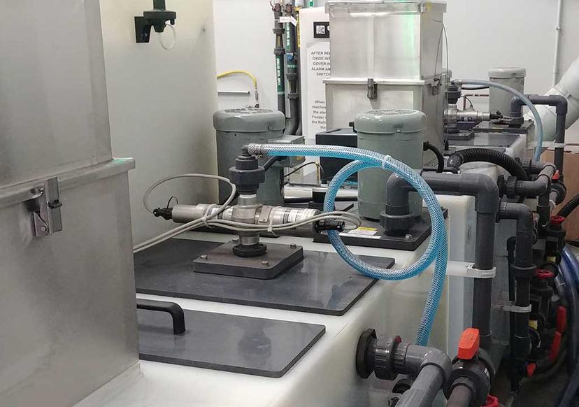 Copper sulfate bath concentration monitor mounted on a plating line control system